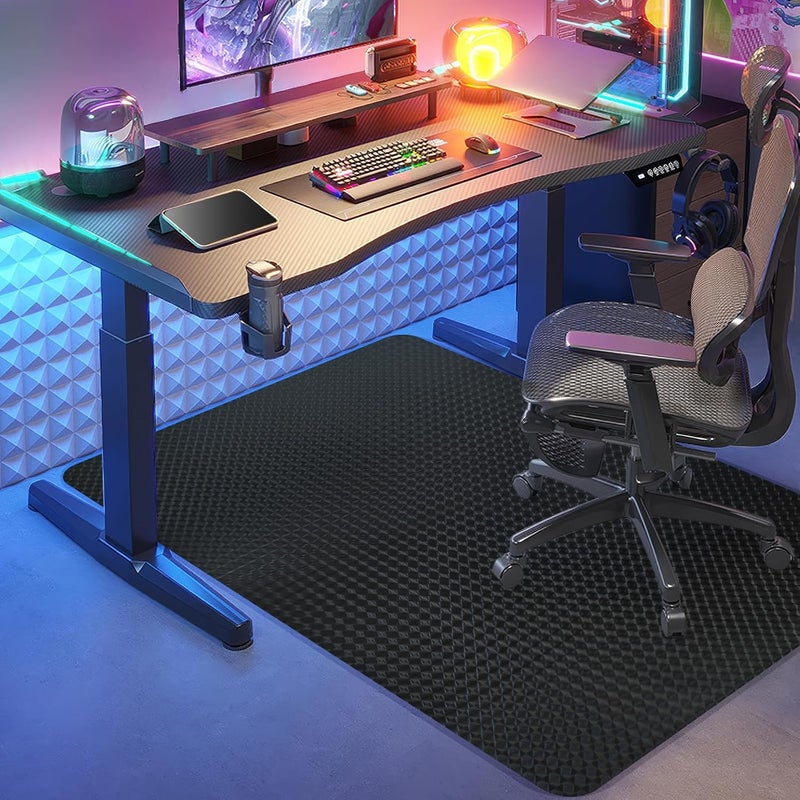 Vicwe Gaming Chair Mat for Hardwood Floor, 55"×36" Office Chair Mat, PVC Computer Chair Mats, Easy Glide, Floor Protector for Rolling Chair-Black - Image 1
